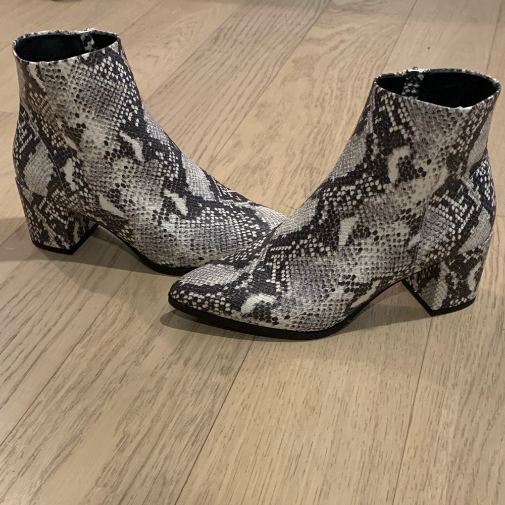 Snakeskin booties